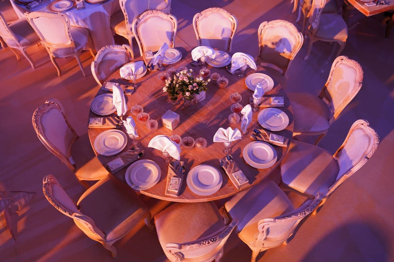 Elegant buffet setup with multiple cuisines
